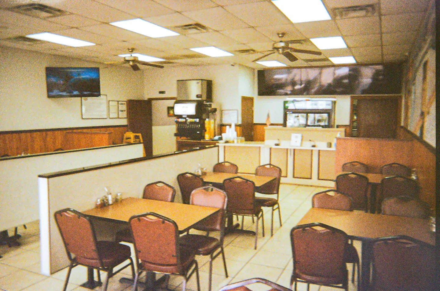Tables and booths in the original Humble dining room